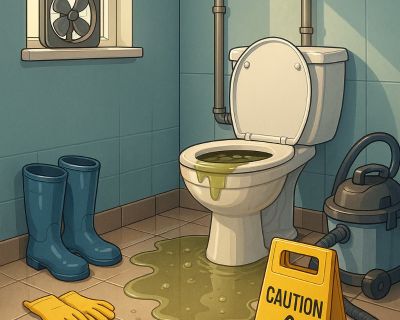 A sewage backup is more than a mess, it is a health risk. If it happens, keep people out of the affected area, shut off power to any wet rooms at the breaker, and stop all water use so the backup does not worsen. Ventilate by placing a fan blowing out a window. If you must enter, wear gloves, boots, and a mask. Photograph the damage for insurance and call certified restoration pros for extracti...