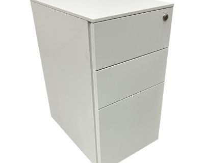 White Slimline Under Desk Three Drawer Filing Cabinet