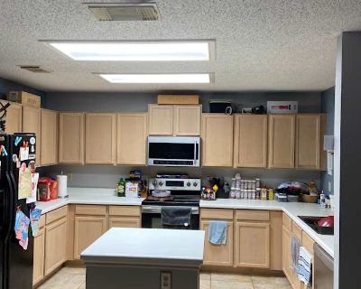 Available on: now. Furnished. Pet friendly. Parking available * Internet included * Dog friendly * Students welcome Kevin M will require background checks for this room Learn more. furnished private room/your own bathroom Single story 1600sf 3/2 Bills not included. Access to house, laundry room, kitchen, patio/deck. A well-behaved lab retriever lives here. I have a full size bed that I can lend...