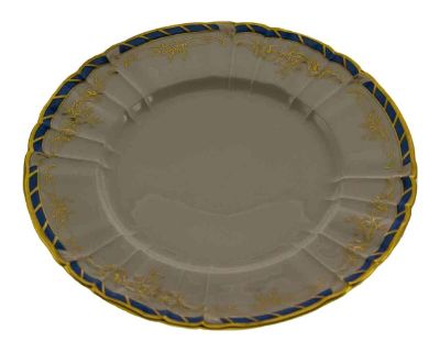 1980’s Vintage/New Old Stock KPM Collector's Dinner Plate Gold Decoration, Blue Border and Gold Rim