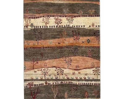 Vintage Persian Gabbeh Wool Landscape Rug – 170x241 Cm