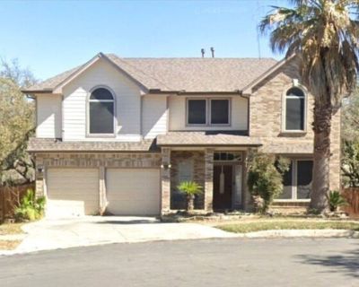 Beautifully updated 4 bedrooms 3 full bath, Kitchen updated with granite countertops, smooth cooktop, tile floors downstairs, and Carpet upstairs. 2 living areas downstairs with a game room upstairs. Two dining areas, Island kitchen, Eat in kitchen. Huge Florida room. On a Cul de sac. Minutes to Fiesta Texas, UT Health Science Ctr, UTSA, The Rim & La Cantera stores and restaurants. Zoned to NIS...