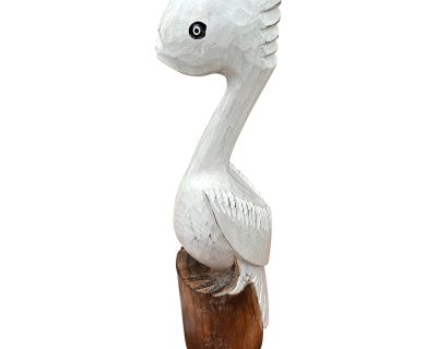 1970s Wooden Painted Pelican