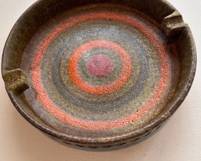 VTG Italian Art Pottery Bitossi Raymor Mid Century Modern Ashtray Bullseye