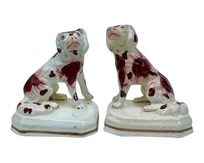 Ceramic Dogs Pair Hand Molded England Circa 1830