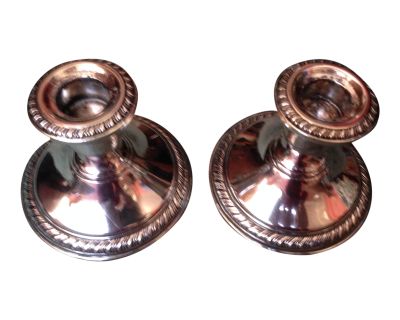 Crown Sterling Silver Weighted Candleholders - a Pair