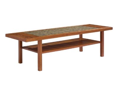 Jane and Gordon Martz for Marshall Studios Walnut and Tile Coffee Table This coffee table measures: 60.5 wide x 19.25 deep x 16 inches high Excellent Vintage Condition - Very Minor Areas of Wear and Small Dents on Bottom Lip. Table is Structurally Solid. Excellent Condition Overall. ABOUT PHOTOS: We take our photos in a controlled lighting studio to show as much detail as possible. We do not Ph...