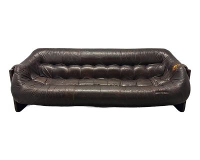 1970s Percival Lafer Mp-97 Sofa in Dark Brown Leather