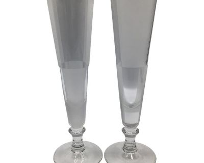 Vintage Nautica Frost Block Champagne Flutes-Set of 2