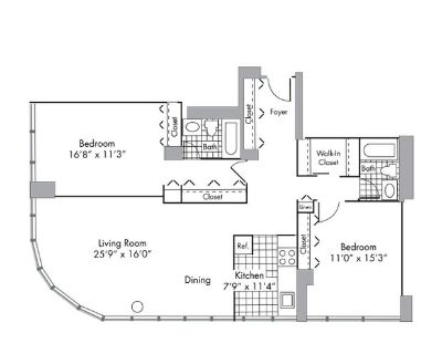Unfurnished Room for Rent - Short-Term 2BR/2BA Sublet in Streeterville