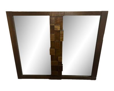 1970s Lane Brutalist Wall Dresser Double Mirror