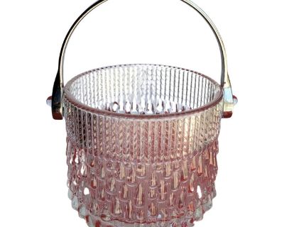 Mid-Century Modern Vintage French Teleflora Glass Ice Bucket Wine Cooler Ice Bucket