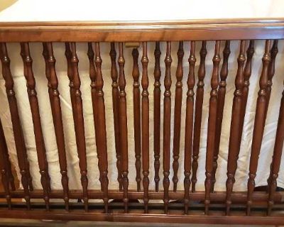 Cherry finish crib, upcycle