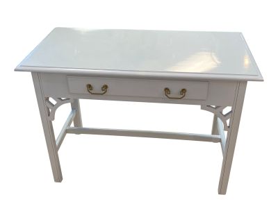 Mid 20th Century Vintage Writing Desk Lacquered in White