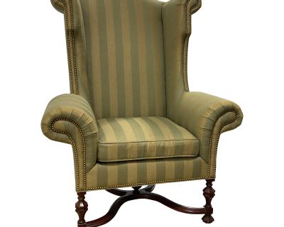 1980s William and Mary Wingback Chair by Lee Jofa