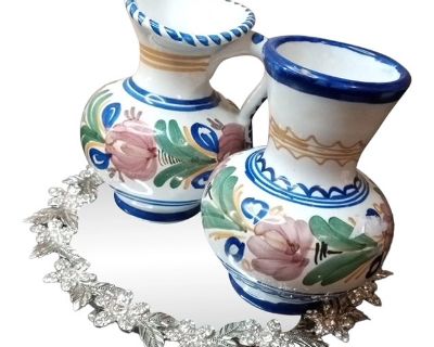 GORGEOUS Pair of 5" Handpainted Bud Vases Made In Italy Elevate your home decor with this exquisite pair of 5-inch hand-painted bud vases, crafted in Italy. The ceramic vases boast a vibrant multicolor palette, bringing a touch of Italian elegance to any setting. Their unique design and meticulous craftsmanship make them a standout addition for collectors and interior design enthusiasts alike. ...