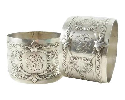 Antique French Sterling Silver Louis Xvi Rococo-StyleNapkin Rings- a Pair