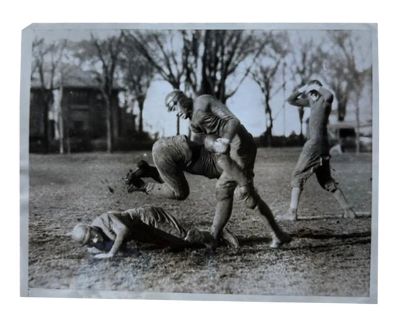 I m not sure how serious of a practice these guys had or whether they beat any opponents in the Fall. There is somewhat of a commentary typed on the back. Glossy original photos of football practice. Dimensions 8.5 W 0.1 D 6.5 H Styles American Classical Period 1920s Country of Origin United States Item Type Vintage, Antique or Pre-owned Shop Sustainably with Chairish Materials Paper Condition ...