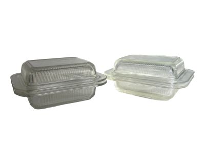 Mid 20th Century Glass Refrigerator Dish Large - a Pair