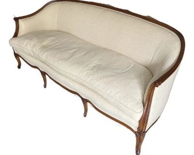 French Antique Wood Frame Sofa