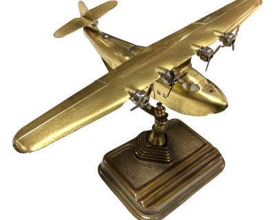 1930s Art Deco Brass Plane Table Lamp