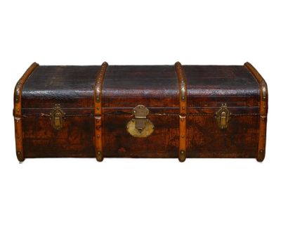 Antique Leather and Brass Steamer Trunk c.1880-1910