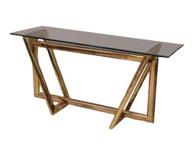 1970s Contemporary Abstract Brass Console Table