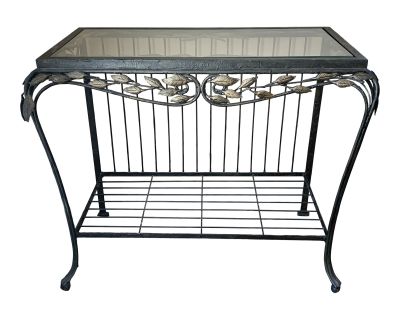1980s French Wrought Iron & Glass Console Table