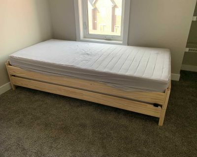 IKEA stackable twin beds with mattresses