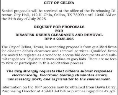 LEGAL NOTICE CITY OF CELINA