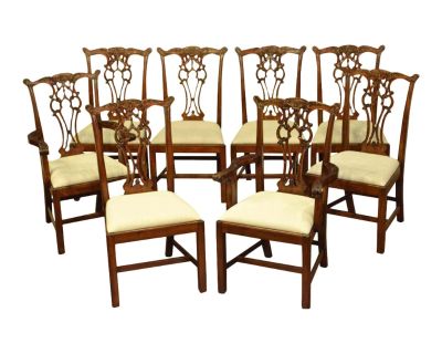 Leighton Hall Mahogany Chippendale Straight Leg Dining Chairs - Set of 8