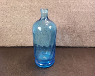 C2 Antique Blue Swirl Glass Seltz Bottle ~ 10" Tall