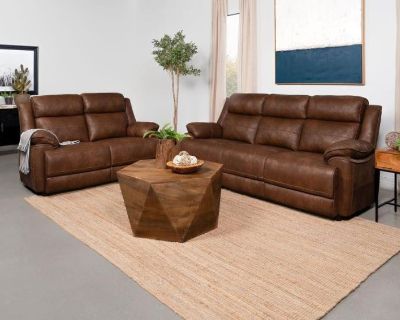 Ellington 2-piece Upholstered Padded Arm Sofa Set Dark Brown