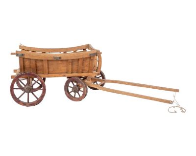 Antique Model/Toy Wooden Horse-Drawn Hay Cart
