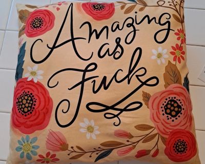 Potty mouth funny foul language cuss word pillow decor flower amazing as f