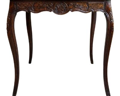 Antique French Carved Oak Sofa Side Lamp Table Serpentine Louis XV Nightstand C1900