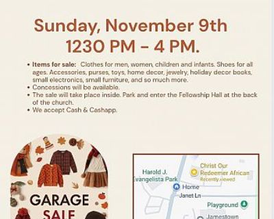 Huge Indoor Church Garage Sale- Extended Sunday 1230-4pm!