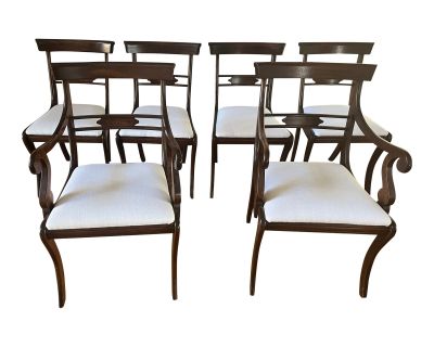 20th Century Regency Style Hardwood Dining Chairs - Set of 6