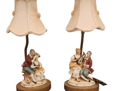 Pair of Mid 20th Century Porcelain Lamp