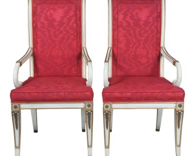 2 Karges French Empire Regency Klismos Dining Arm Chairs Provincial