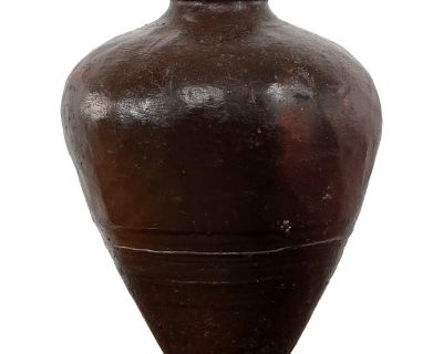 Mid-Century Vintage Brown Porcelain Chestnut Wine Jar
