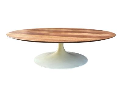 Extra Large Tulip Table With 54” Round Walnut Top by Eero Saarinen for Knoll.