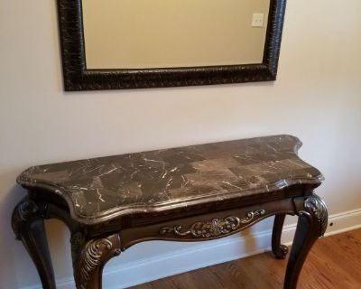 Marble/Wood Sofa table plus Mirror