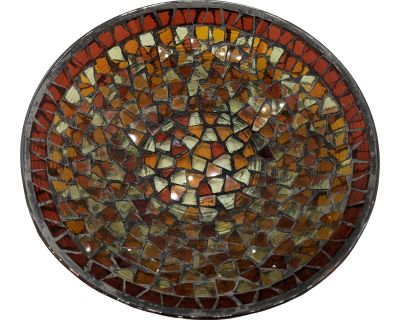 Mid-Century Modern Red Gold Mosaic Bowl Display Bowl