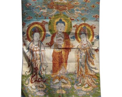 Tapestry Art Chinese Buddha Kwan Yin Loom Graphic cs902