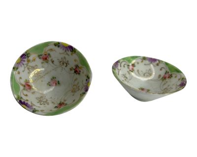 Pair of Early 20th Century Hand Painted, Porcelain Floral Footed Bowls