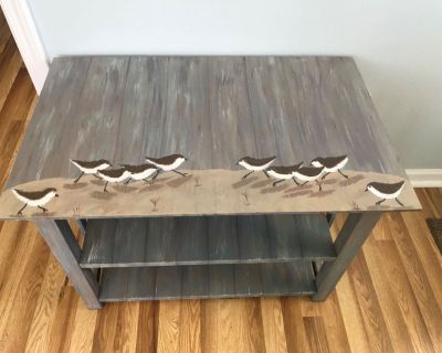 Completely refinished using Chalk Paint . All hand painted including panels. One of a kind.