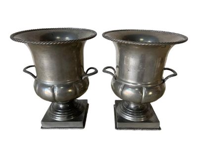 1940’s French Art Deco–Style Silver Plate Table Lamps – A Pair