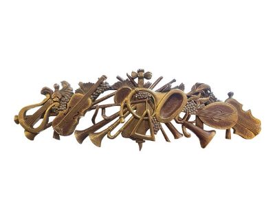 Antique Neoclassical Musical Carved Wall Hanging Plaque