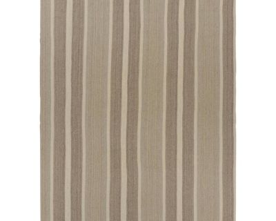 Oversized Vintage Kilim in Beige-Brown and Cream Geometric Stripes - Rug & Kilim